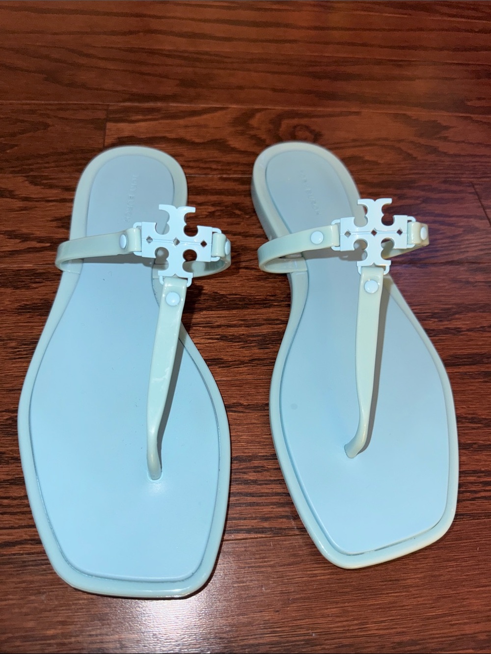 Tory Burch Island Blue Patent Roxanne Thong Sandals